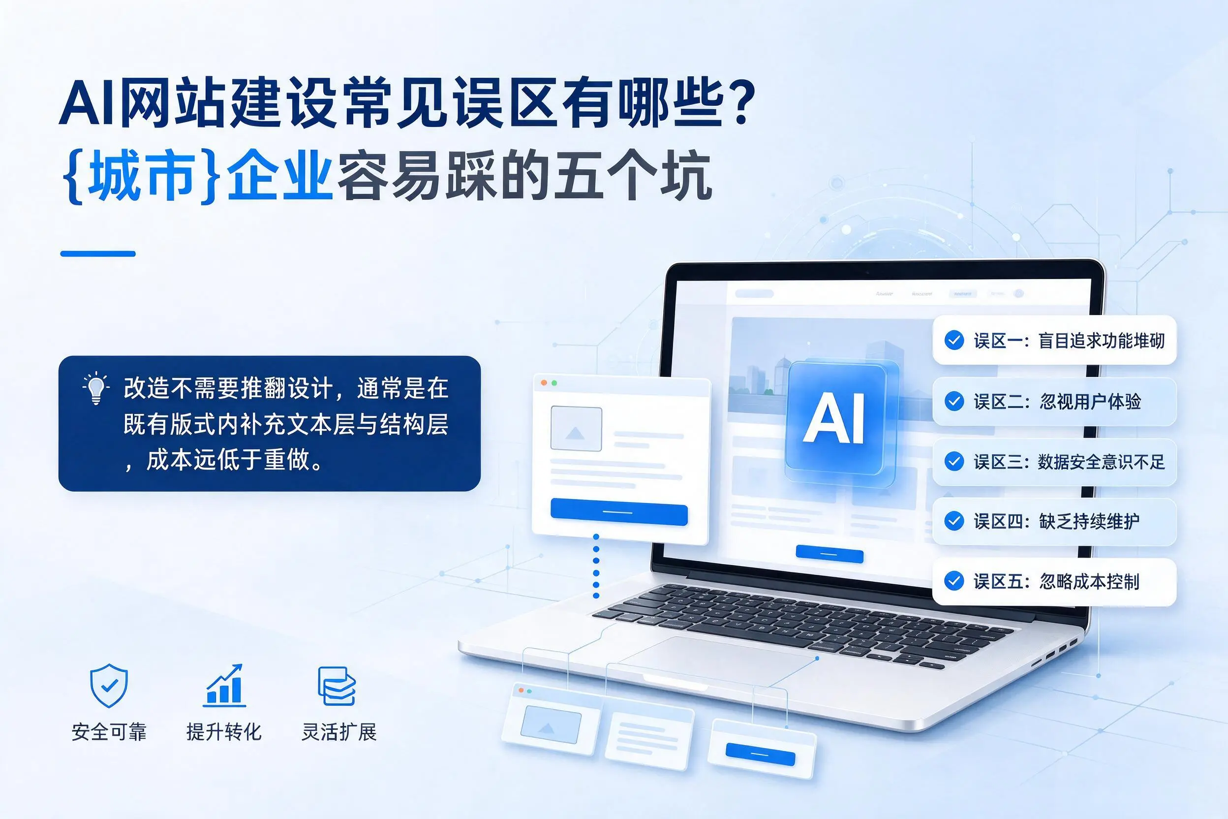 AI网站建设常见误区有哪些？南通企业容易踩的五个坑
