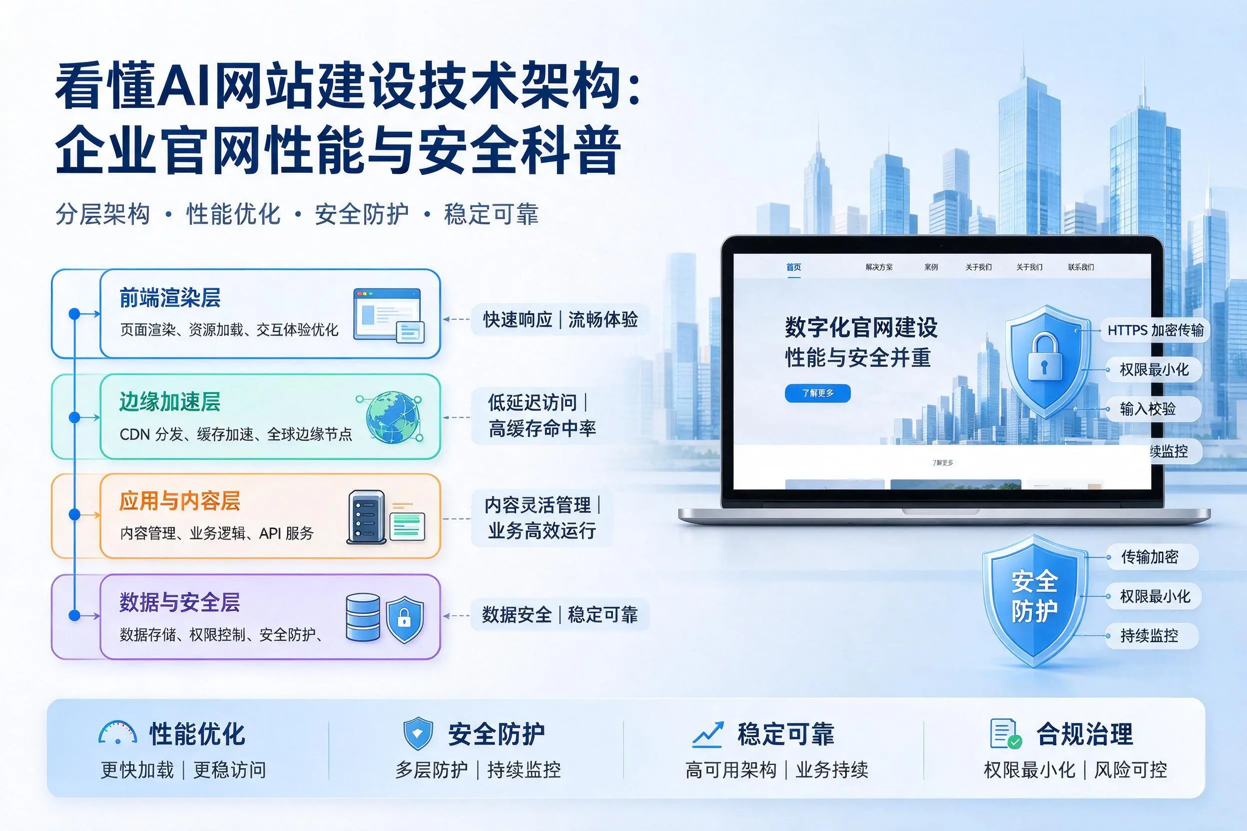 看懂AI网站建设技术架构:南通企业官网性能与安全科普