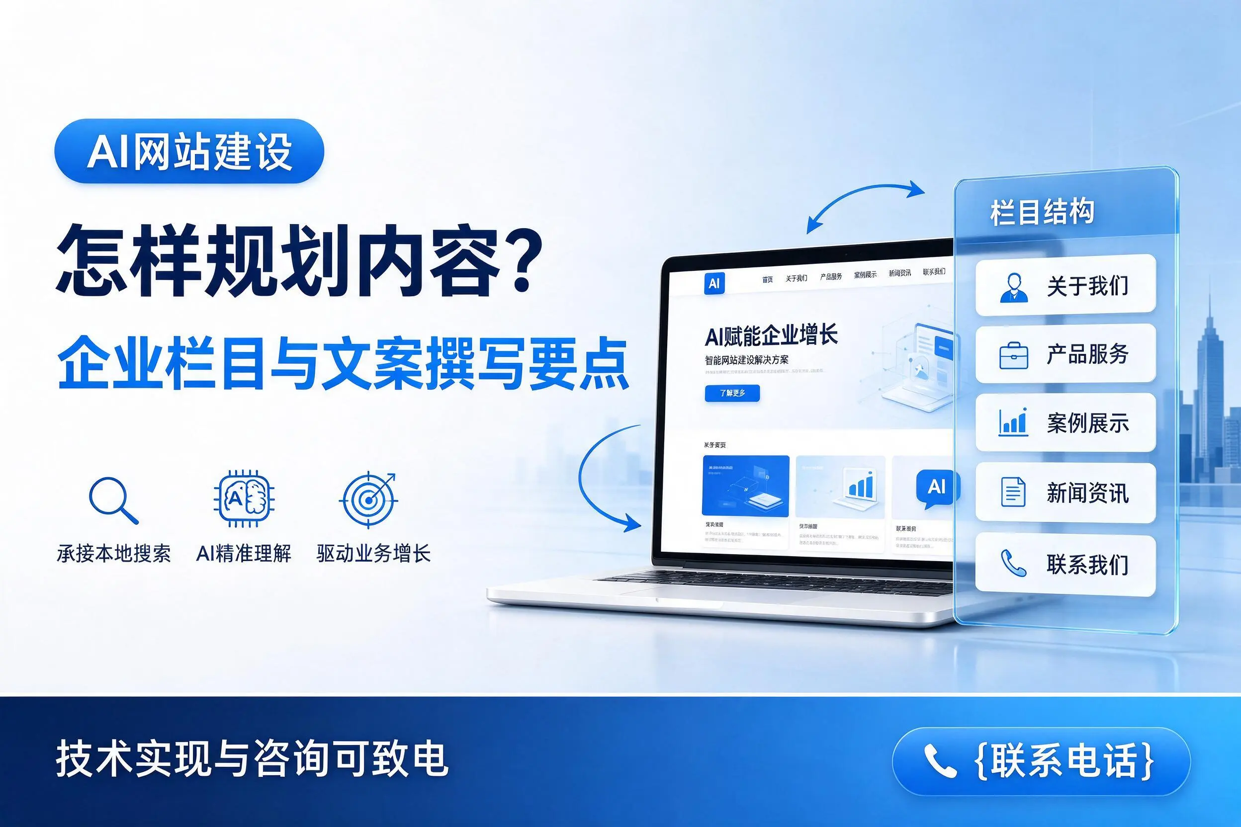 AI网站建设怎样规划内容？南通企业栏目与文案撰写要点