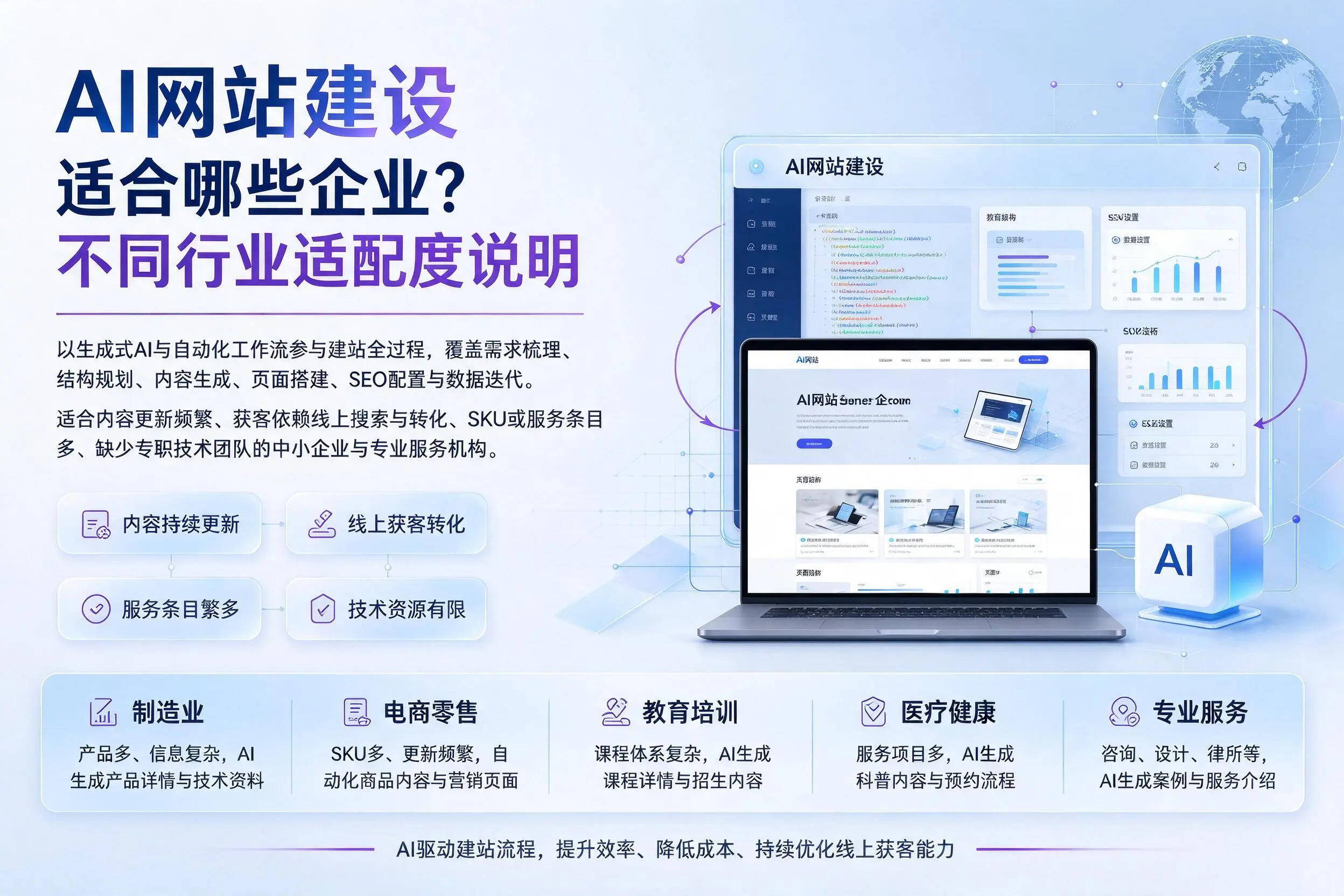 AI网站建设适合哪些企业？南通不同行业适配度说明